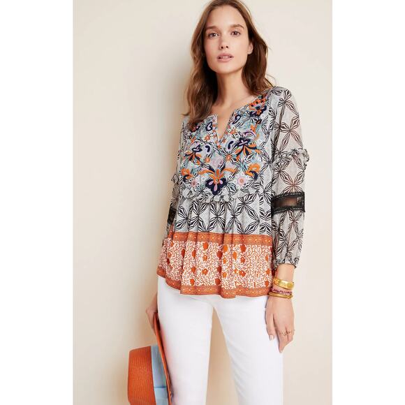 Anthropologie Terri Embroidered Blouse - New Small - Picture 1 of 6